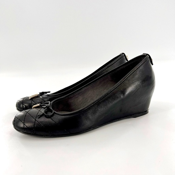 Stuart Weitzman Quilty Black Leather Wedge size 7 M - Picture 5 of 14